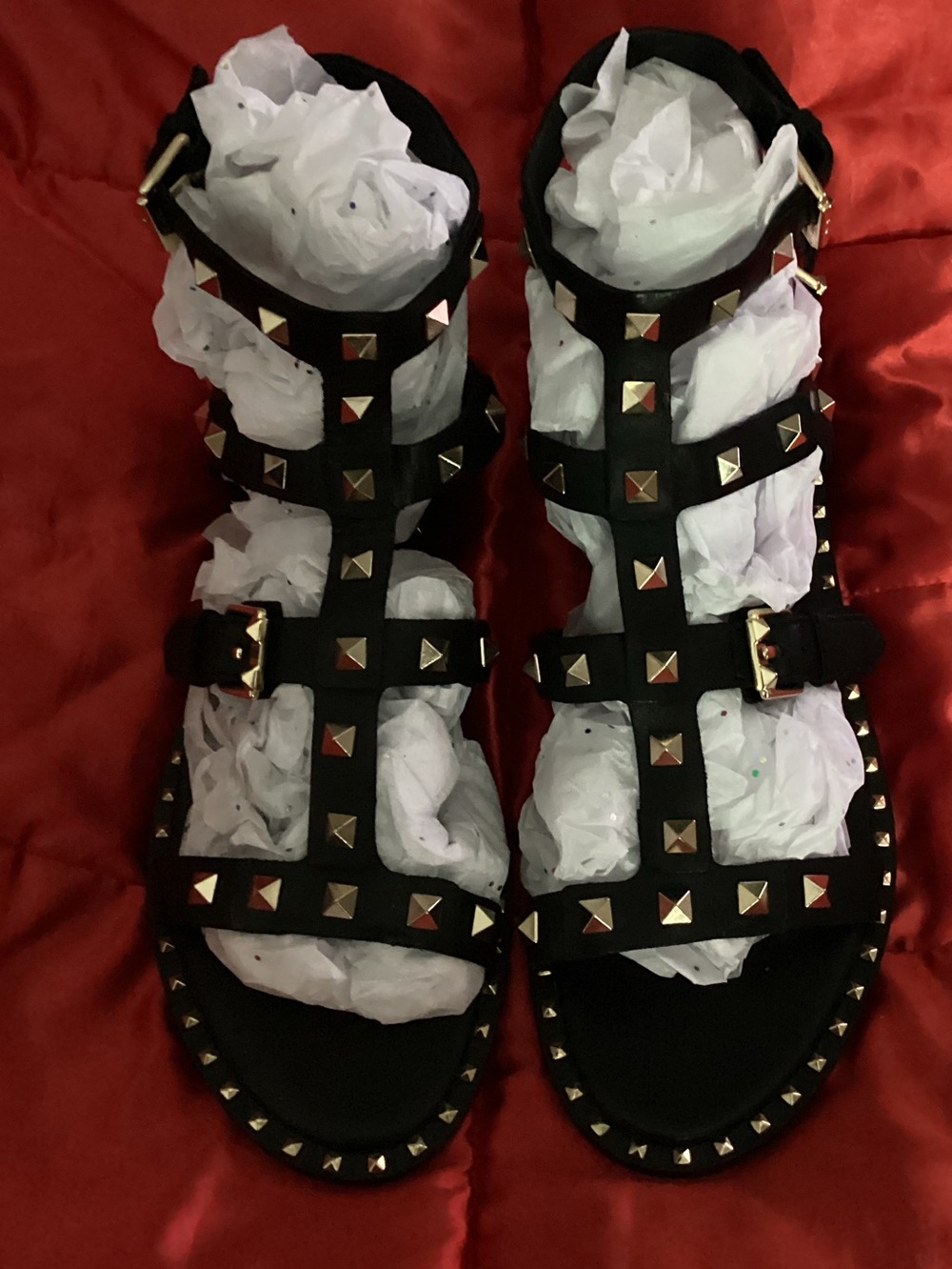 Black Studded Gladiator Sandals